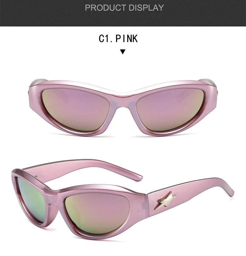 Stern Sonnenbrille für Frauen Männer Y2K Sport Punk Shades Marke Design Fünfzackigen Stern Uv400 Brillen Weibliche Brille – Detail 5