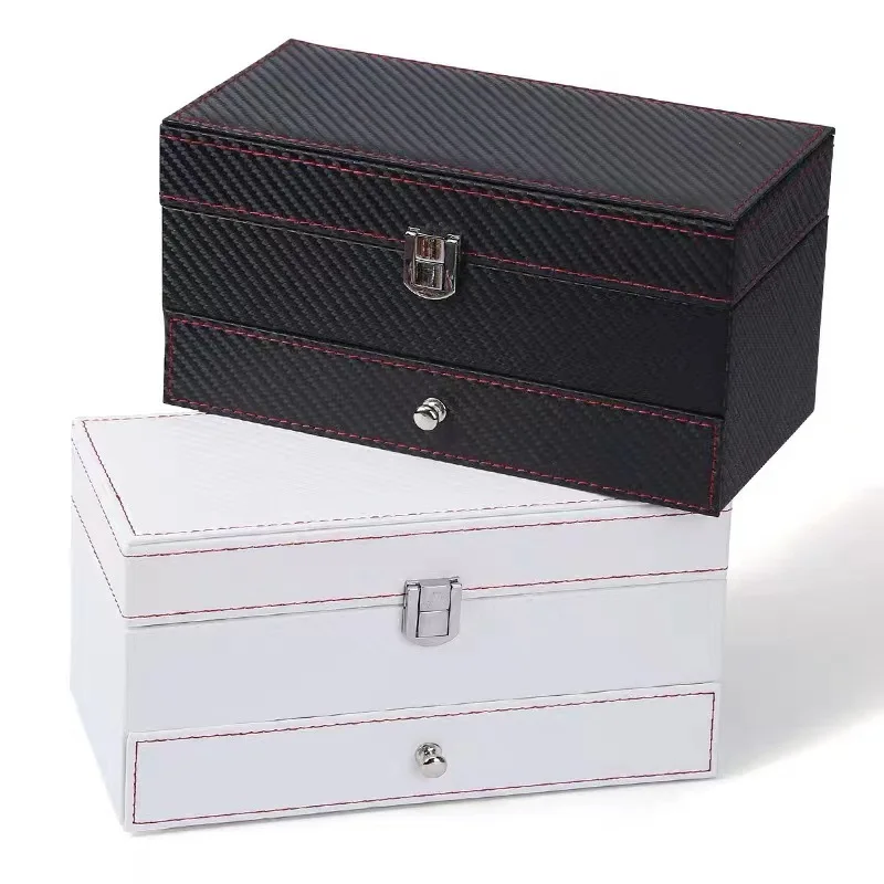 VANSIHO Handmade Double-deck 4 Grids PU Leather Storage Box For Watch/Jewelry/Ring