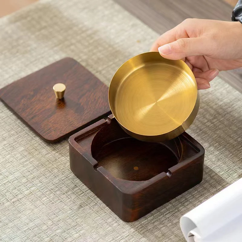 

New Style Solid Wood Ashtray with Lid to Prevent Ash From Flying a Creative Decorative Item a Wooden Ashtray For Home Decoration