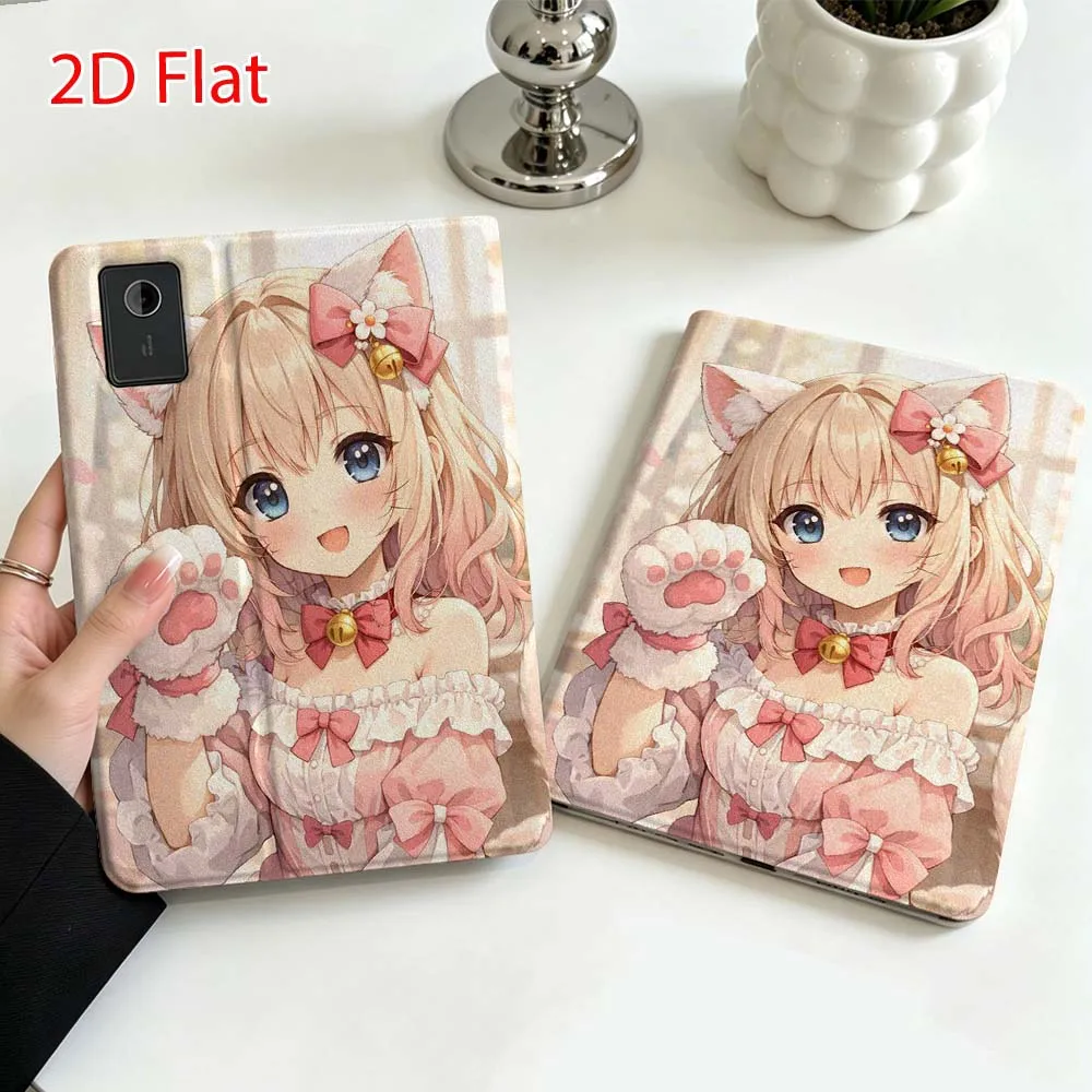 Cat Pink Anime gir For Lenovo Xiaoxin Pad Pro Tab P12 P11 11 13 11.2 inch K11 Plus Pen Tray Tablet Case Soft