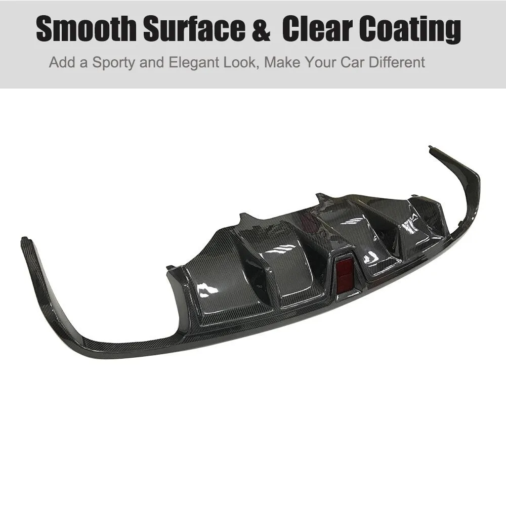 For Porsche Macan 2014-2020 Real Carbon Rear Bumper Diffuser Lip Spoiler W/Light