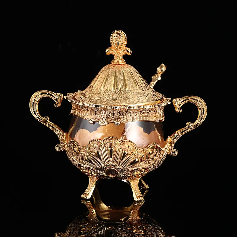 

Alloy Glass Transparent Seasoning Jar with Lid Luxury Gilded Kitchen Utensils Spice Pepper Grain Storage Container