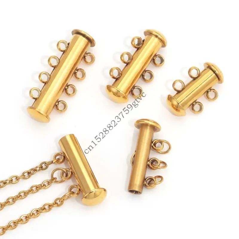 

D0UF Stainless Steel Slide Tube Clasp Hooks Necklaces Bracelet Connector