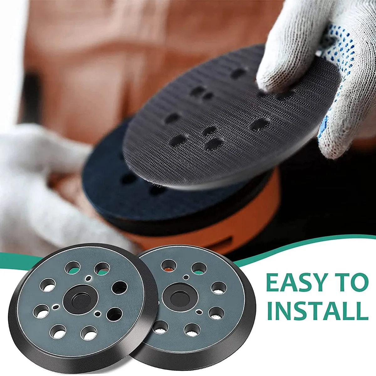 2Pcs Replacement Sander Base Pads Round Hook and Loop Backing Pad Orbital Sander Replacement Pad 125mm 8 Hole