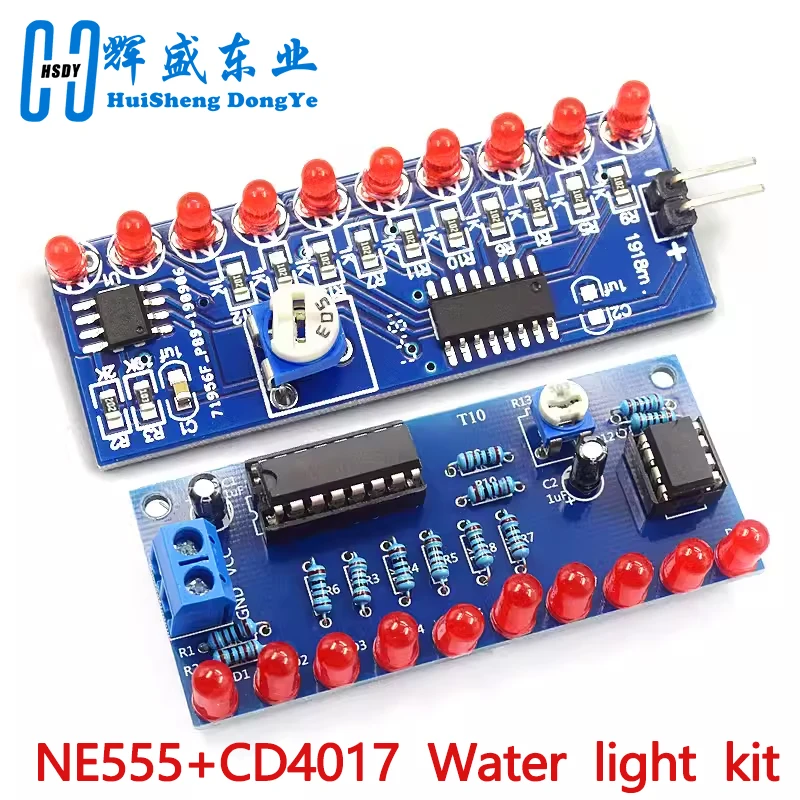 Smart Electronics Kits NE555+CD4017 Light Water Flowing Light LED Module DIY Kit Learn electronic principles, children\'s lab