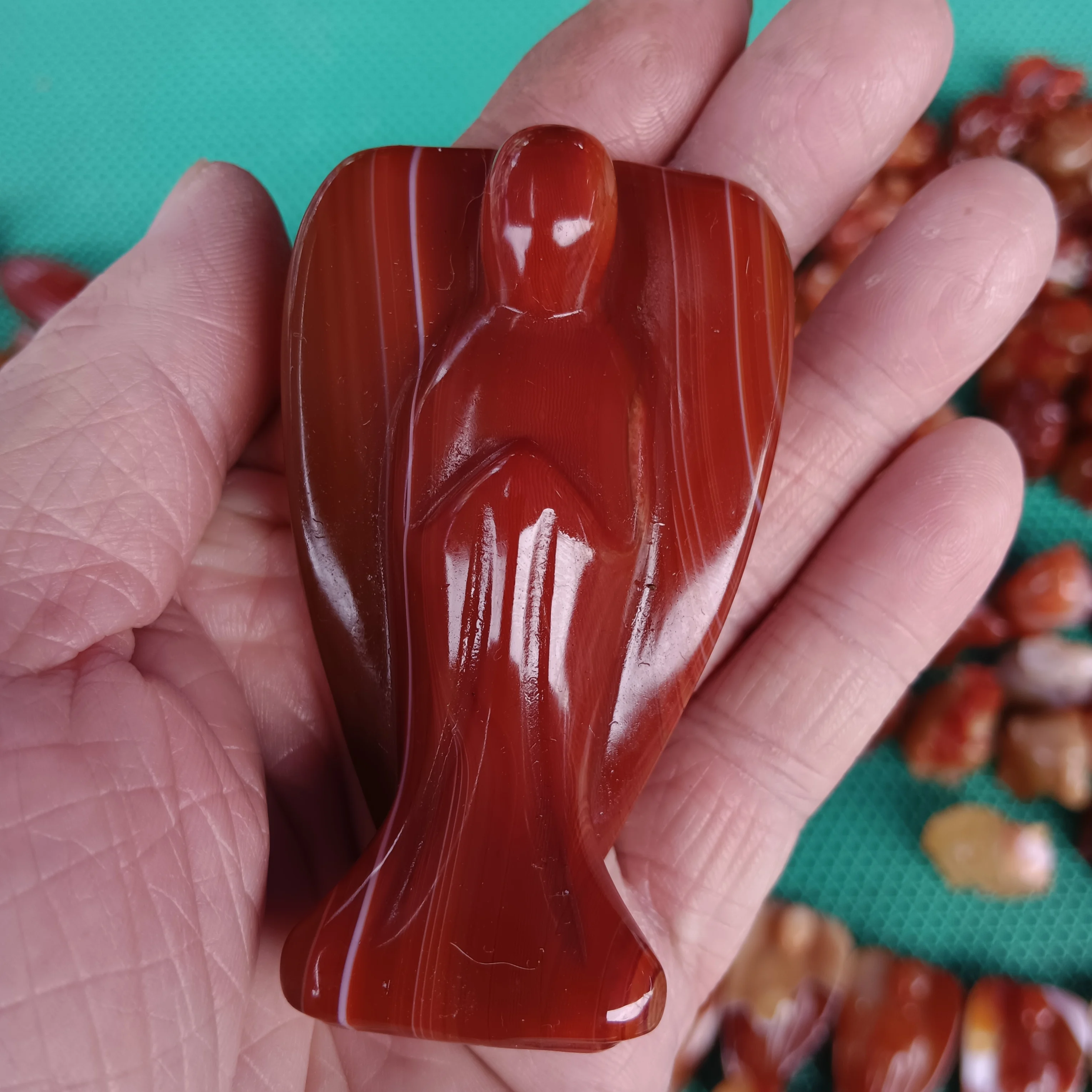 Crystal red agate angel handicraft carving piece