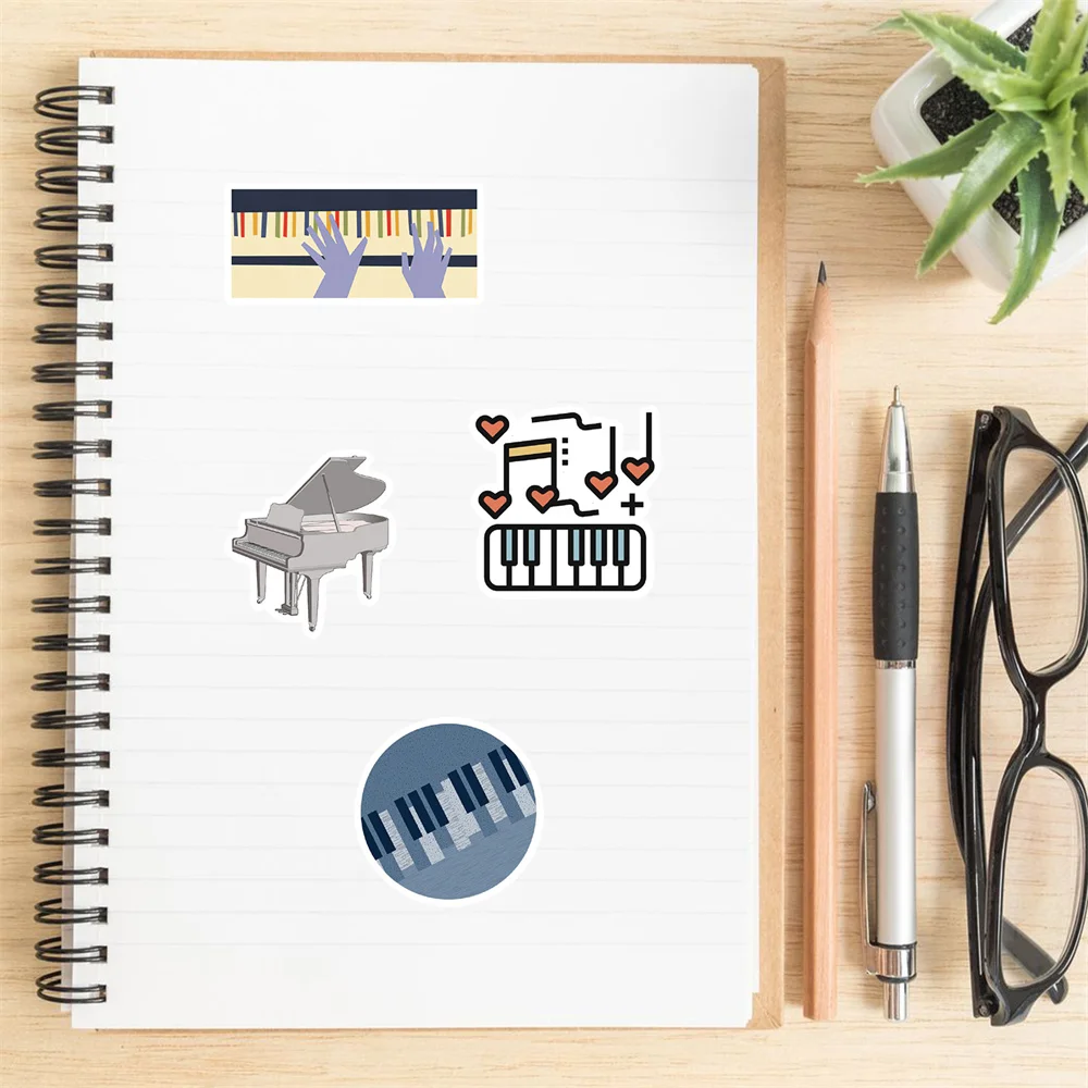 50pcs Piano Stickers For Stationery Scrapbook Ipad Phone Scrapbooking Material Kscraft DIY Sticker Vintage Craft Supplies