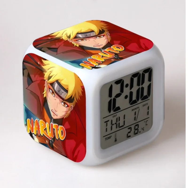 Naruto Night Light LED Alarm Clock Kids Bedroom Decoration Anime Figures Uchiha Sasuke Gaara Hatake Kakashi Digital Alarm Clock