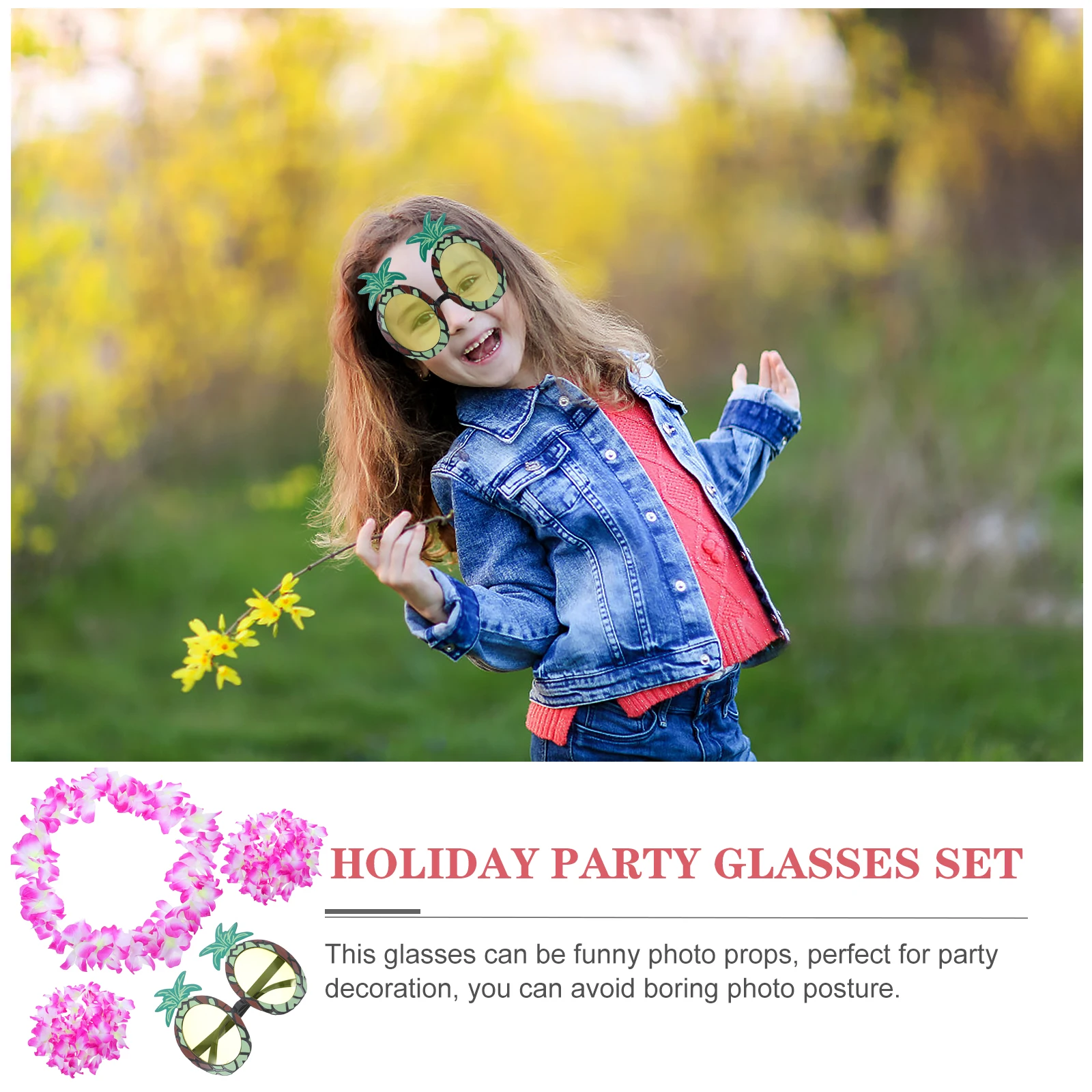 

5 шт., набор очков с ананасом, легкий, прочный, забавный реквизит для фотосессии, украшение для вечеринки, Гавайская гирлянда, головной убор, браслет, стильный