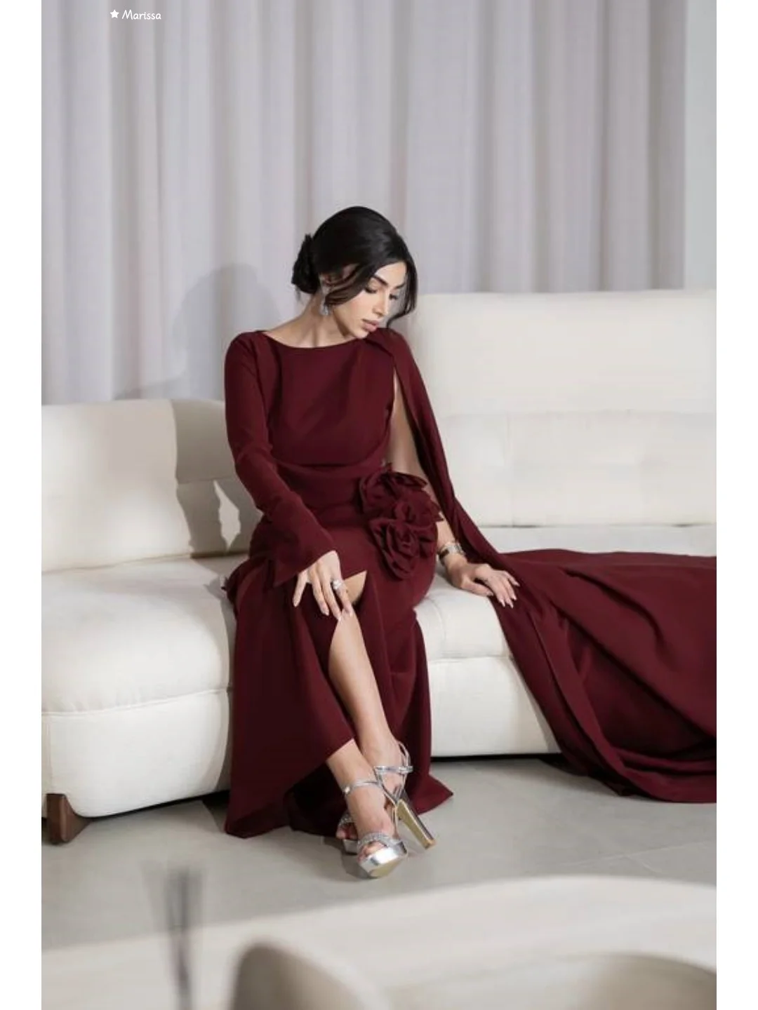 فساتين سهرة ماريسا بياقة دائرية للمناسبات الخاصة مصنوعة حسب الطلب فستان طويل أنيق ذيل السمكة لحفلات الزفاف مزين