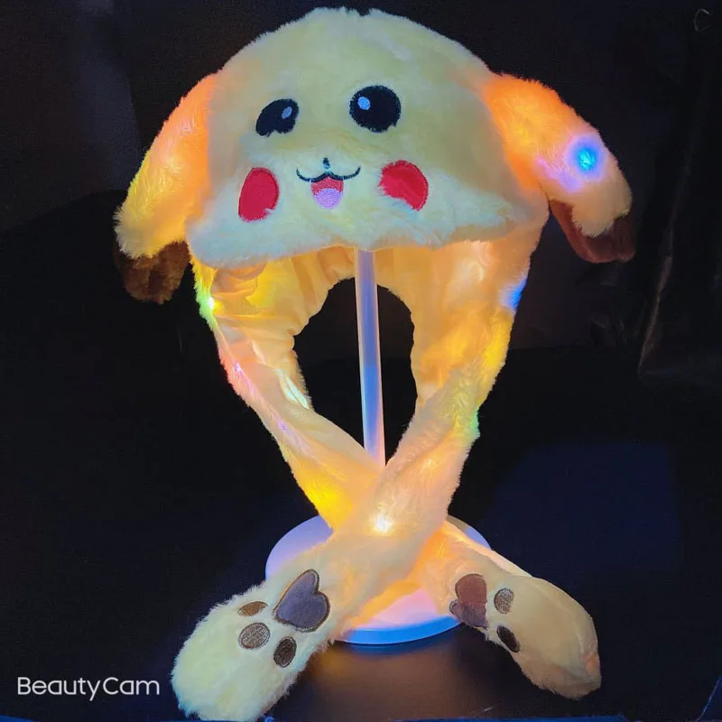 ウサギの耳の豪華な帽子,明るいLEDパーティーハット,子供向けのフェスティバルギフト,暖かいウサギの耳の帽子,写真アクセサリー,冬