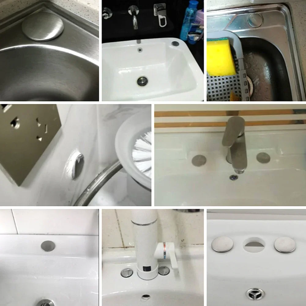 10-1Pcs Washbasin Hole Sealing Cover Stainless Steel Faucet Hole Drainage Seal Kitchen Water Stopper Sink Plug Faucet Covers