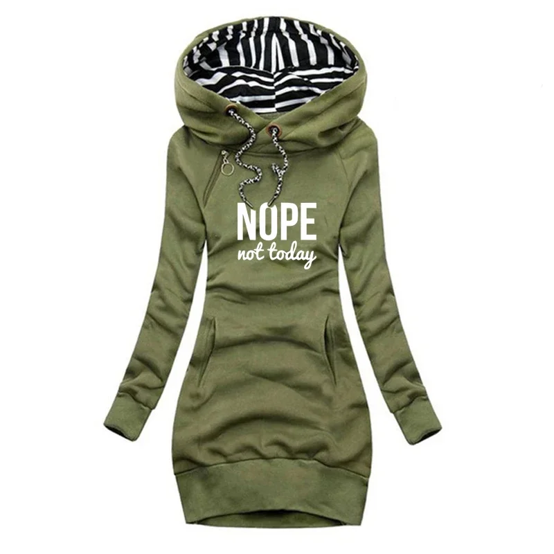 Fashion Vintage Pullover Dress Lady Autumn Long Sleeve Hooded Dresses Casual Fleece Warm Hoodies Clothes