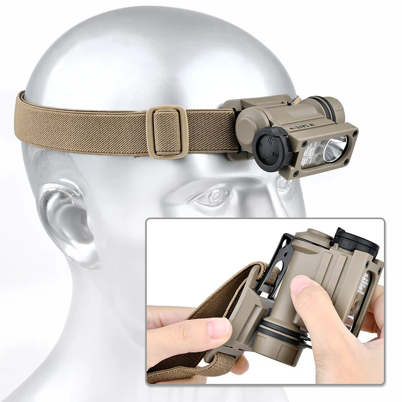 WADSN Sidewinder 2 FAST Wielofunkcyjna Lampka na Hełm - Czerwono/Niebieska IR i Biała LED Latarka Czołowa Stroboskopowa do Oświetlenia Taktycznego