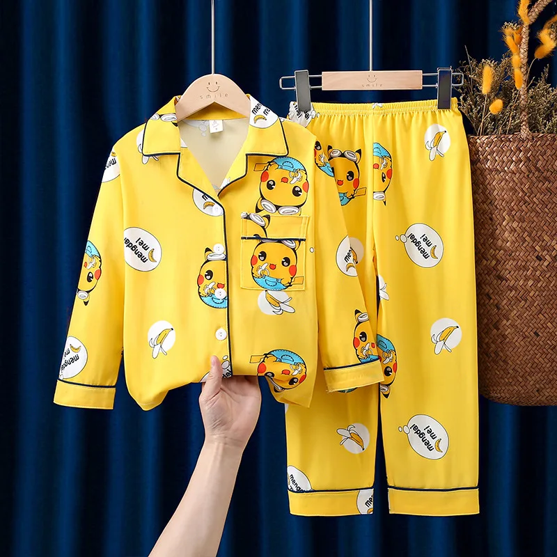 New Children's Pajamas Spring And Autumn Home Furnishings Big Children's Pajamas Pajamas Set Large Boys' Casual Two Piece Set