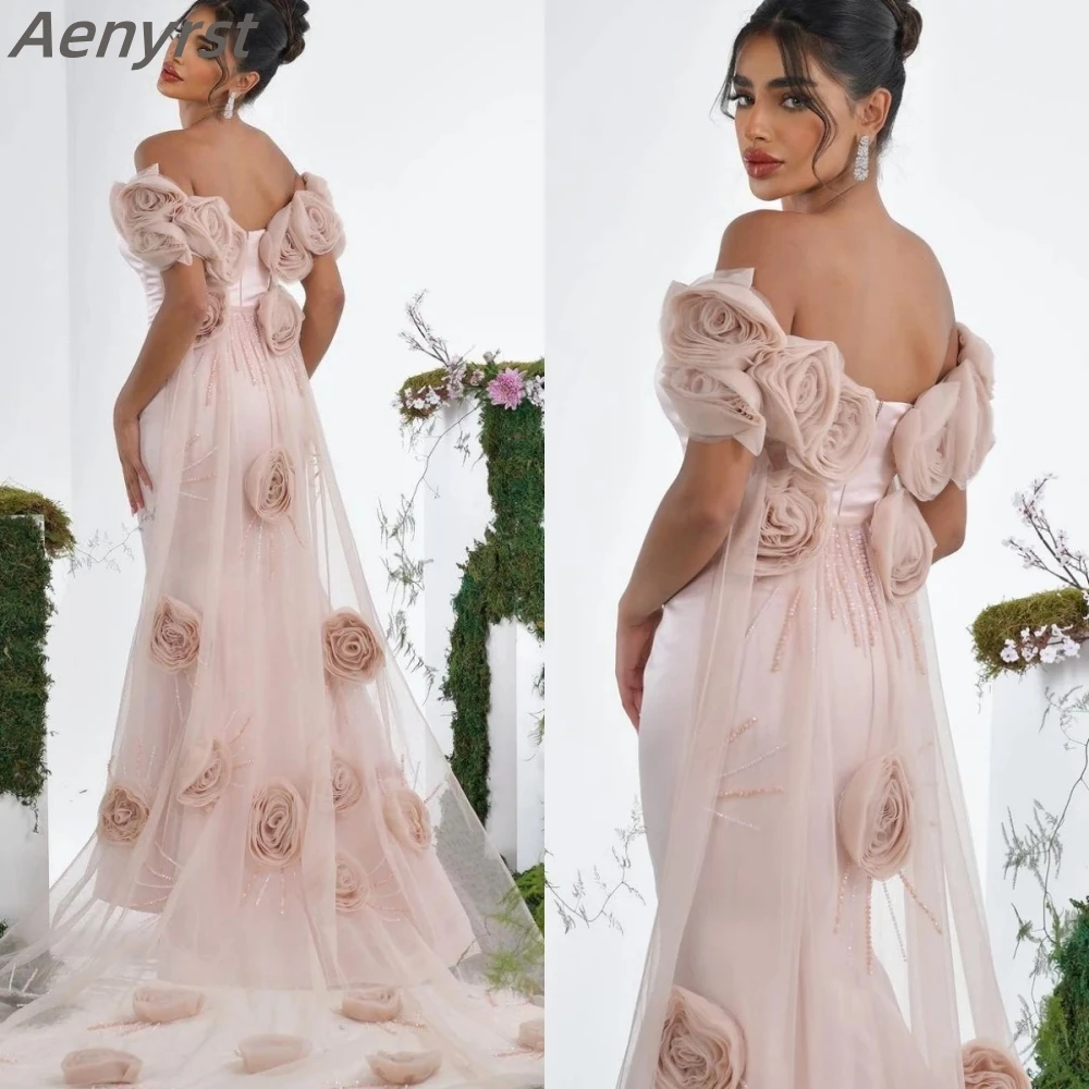 

Luxury Prom Dresses Off The Shoulder Sheath Evening Dress Flowers Sequined Chiffon Formal Occasion Gowns فساتين سهره فاخره 2024