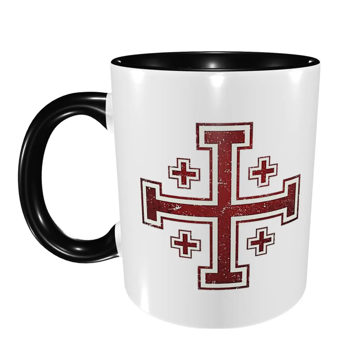 Jerusalem Cross Medieval Knights Cross Crusader Mug Funny Ceramic Coffee Cups Tea Mugs Milk Cup Drinkware Gift for Friends