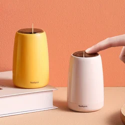 Creative Automatic Toothpick Holder Container Household Table Toothpick Box Plastic Push-Type Round Storage Toothpick Dispenser