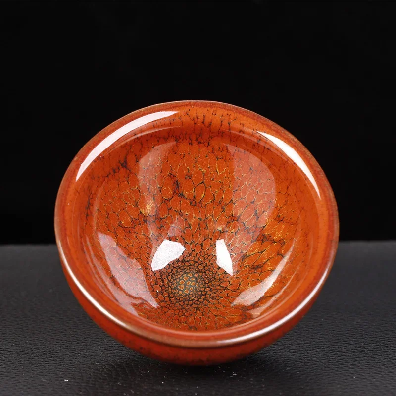 Jianzhan Ceramic Kiln Transformed into Oil Drops Raw Ore Iron Tire Master Cup Kung Fu Tea Cup Tea Gift Bowl