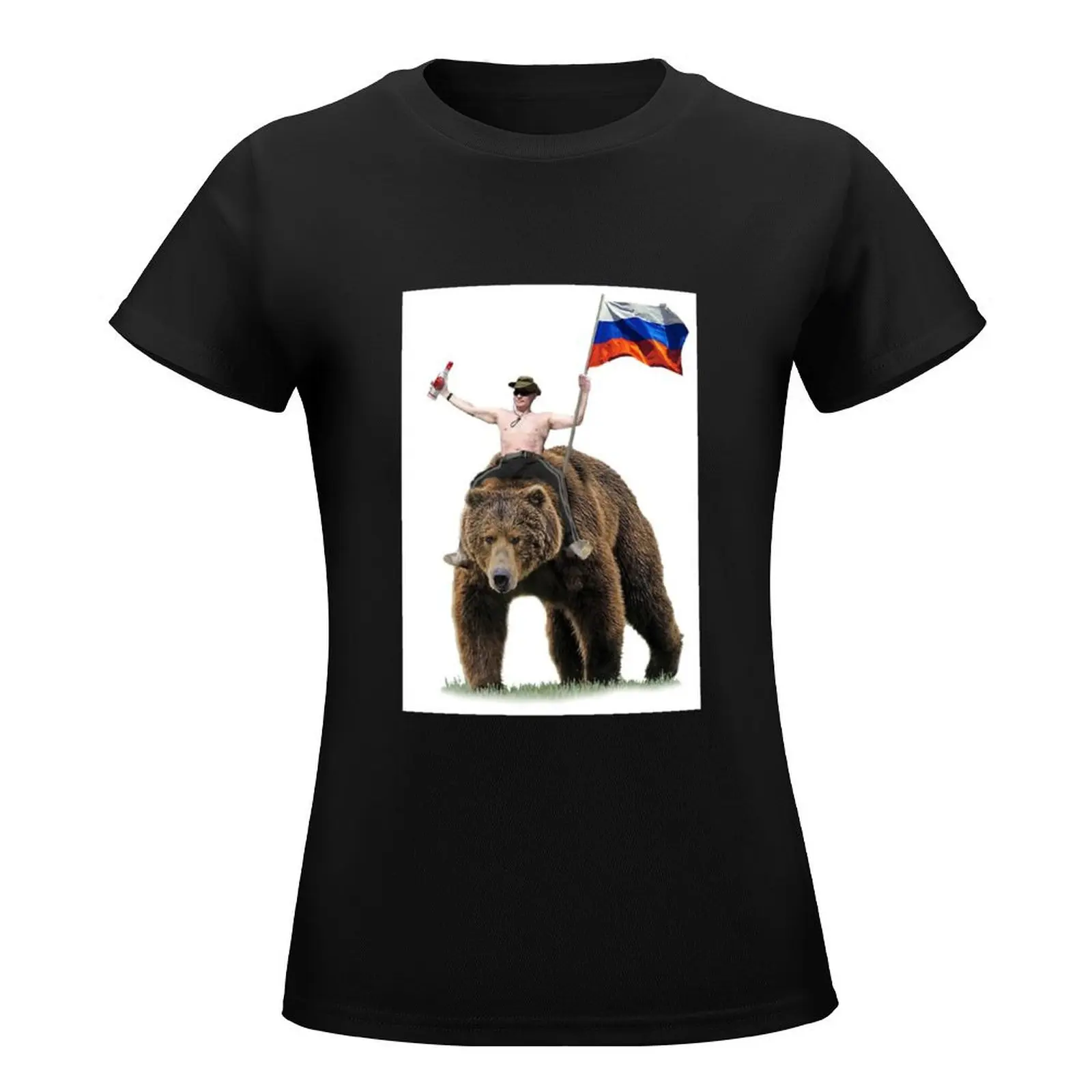 Wladimir Poutine Bär T-Shirt T-Shirts ästhetische Kleidung Vintage Kleidung T-Shirt Kleid für Frauen lang