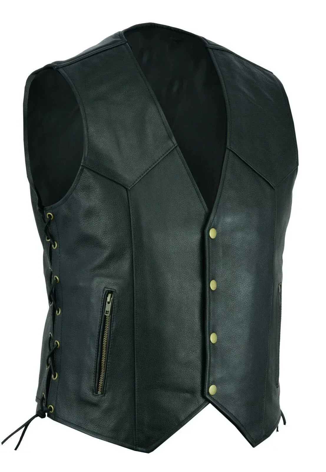 Herren Kunstleder Punk-Weste, einreihige ärmellose Weste mit seitlicher Schnürung, Motorrad-Biker-Casual-Cosplay-Weste – Detail 3