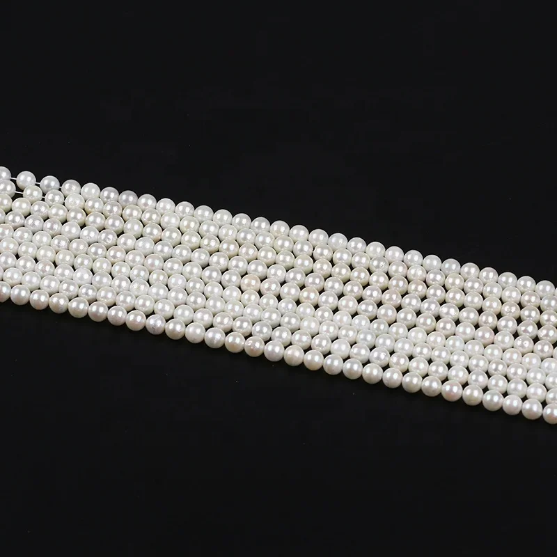 6.5-7mm natural white round shape seawater saltwater pearls strand wholesale