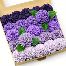 Artificial Wedding Dahlia Flowers 25 pcs Fake Roses with Stem for DIY Wedding Decor Centerpieces Arrangements Bouquets