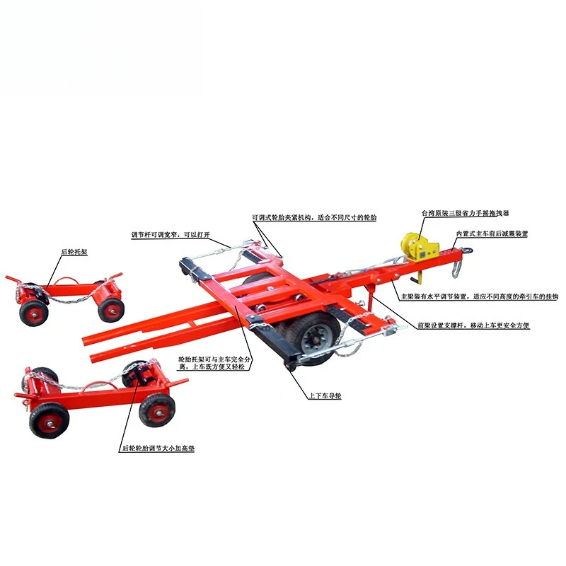 Simple car rescue trailer Scrap car trailer towing small trailer, car trailer, basement trailer
