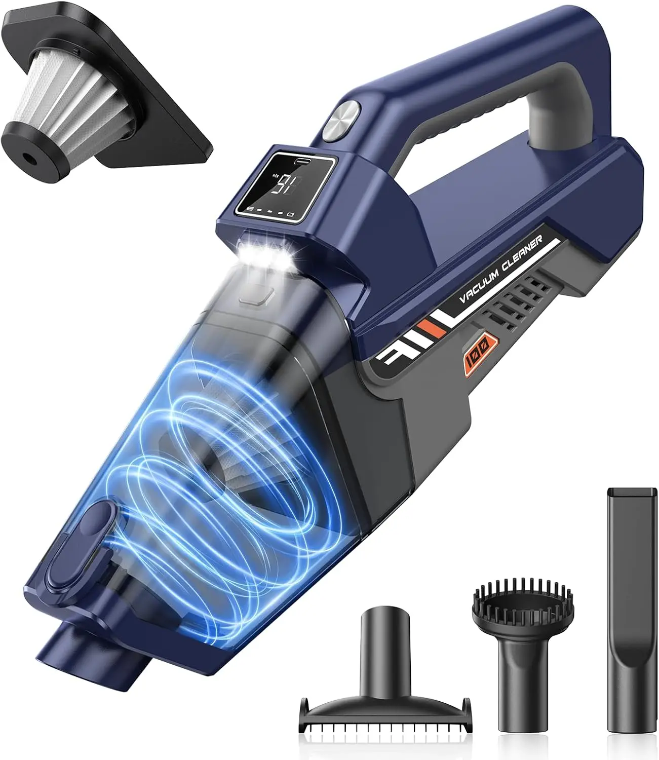

Cordless Handheld Vacuum 16000PA, Rechargeable with LED Light & Multi-Nozzles for Home, Car, Office, Pet Hair