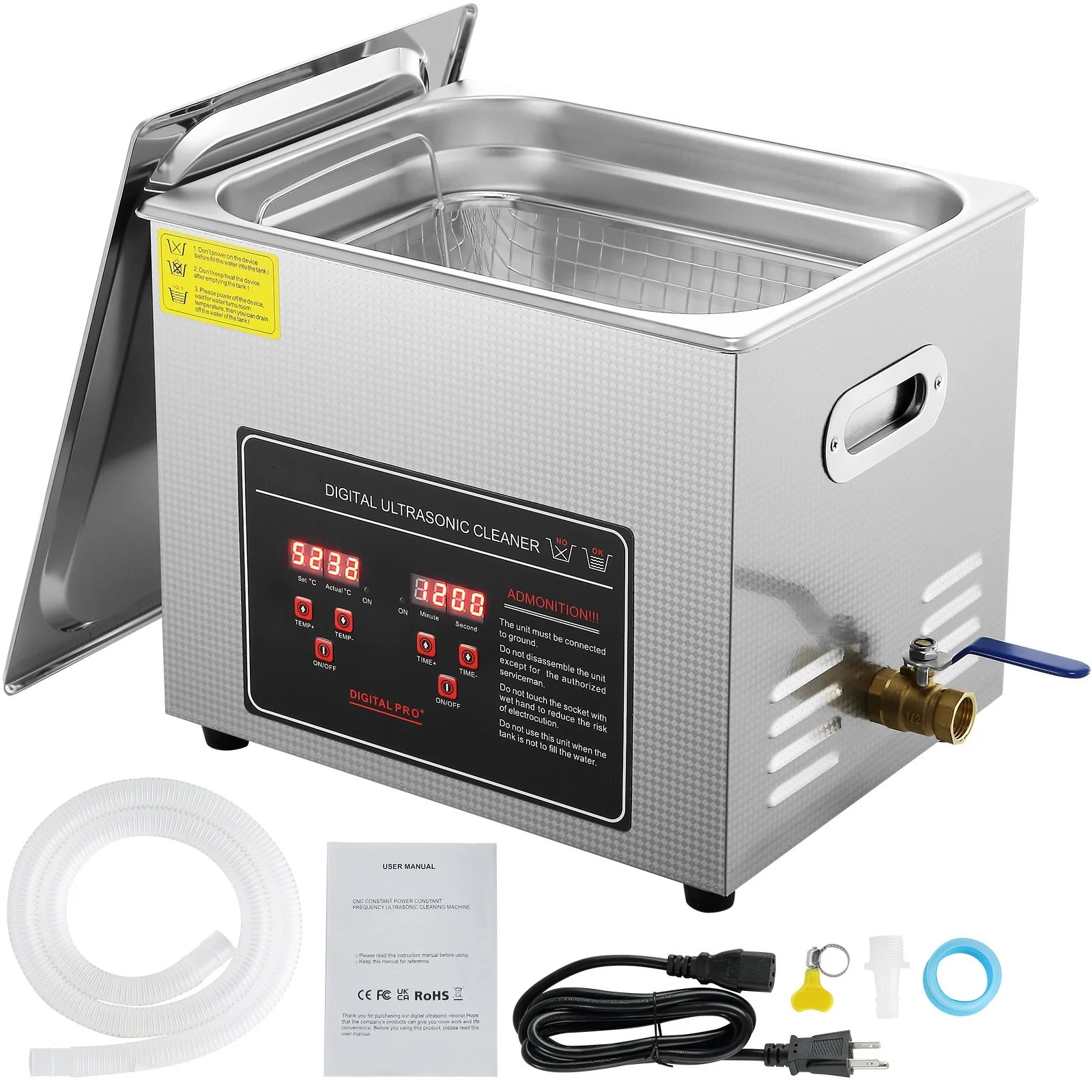 10L Ultrasonic Cleaner Professional Ultra Sonic Jewelry Cleaner Ultrasonic Cleaning Machine for Glasses Watch Rings Small Parts