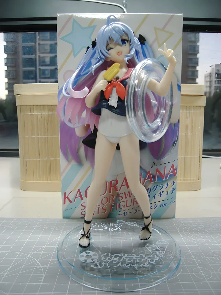 Original Taito Channel Kagura Nana Action Figure Sailor Swim Suit Figure Kawaii Girl Model PVC Collect Desktop Decorate Xmas Toy