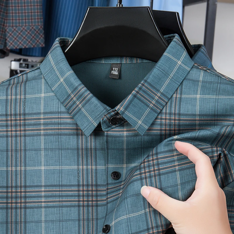 Mens Fashion Stretch Shirts Plaid Long Sleeve Comfortable Social Shirt Office Casual Shirts for Men Mylldey Mens Dress Shirt