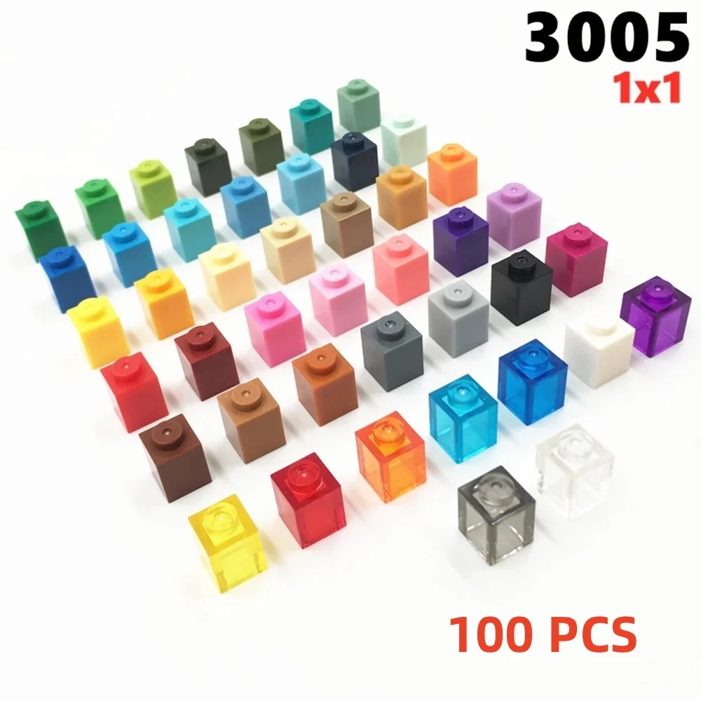 100 Stks/partij Gebouwen Blokken 3005 Baksteen 1X1 Diy Assmble Collecties Bulk Modulair Gbc Speelgoed Voor High-Tech Moc Set