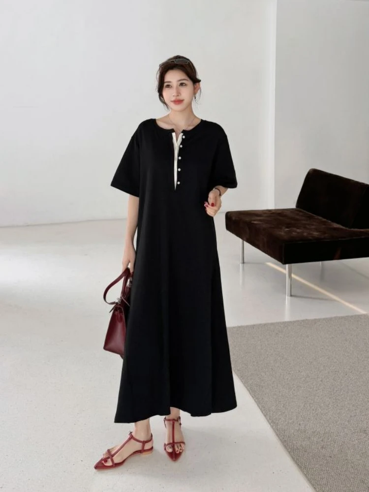 夏ルーズ Tシャツプラスサイズ 2 フェイクロングドレスローブ Elbise 半袖韓国スタイルの女性の A ラインカジュアルミディドレス