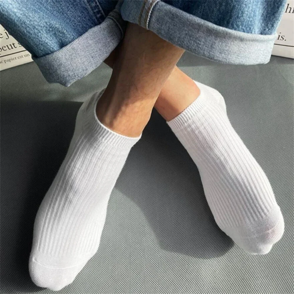 5 Pairs/Pack Brand Ankle Socks for Men Cotton Breathable High Quality Black White Boat Socks for Women EU 38-43