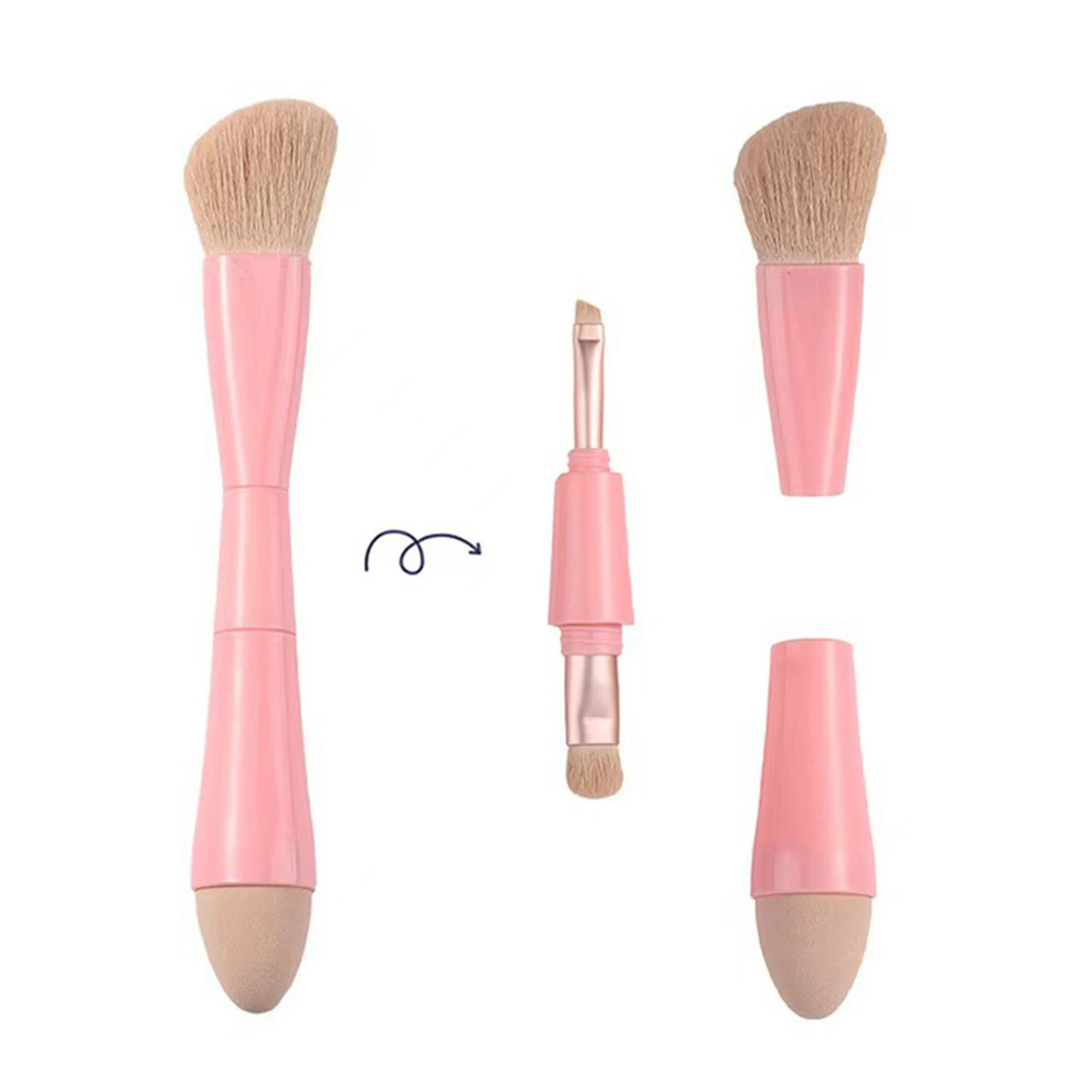 4 In 1 Multi-Purpose Makeup Brush 4 Heads Makeup Concealer Brush For Foundation Blusher Eye Shadow Double Ended Travel Brushes