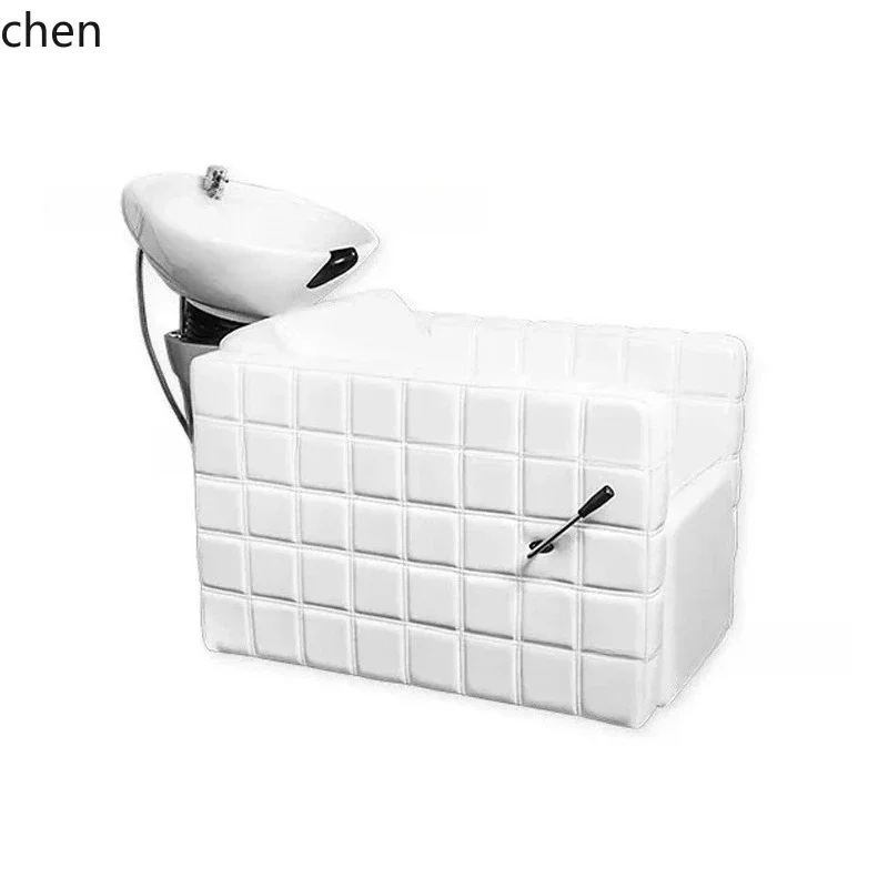 MR-1   Barber Shop Salon Special Semi-Reclining Shampoo Bed Ceramic Basin Shampoo Chair Shampoo Bed