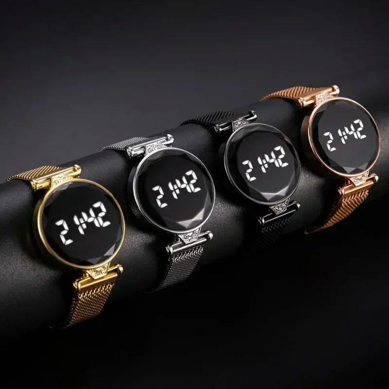 2024 Luxury Women\'s Watches Rose Gold Stainless Steel Ladies Wristwatch LED Digital Watch for Women Electronic Clock