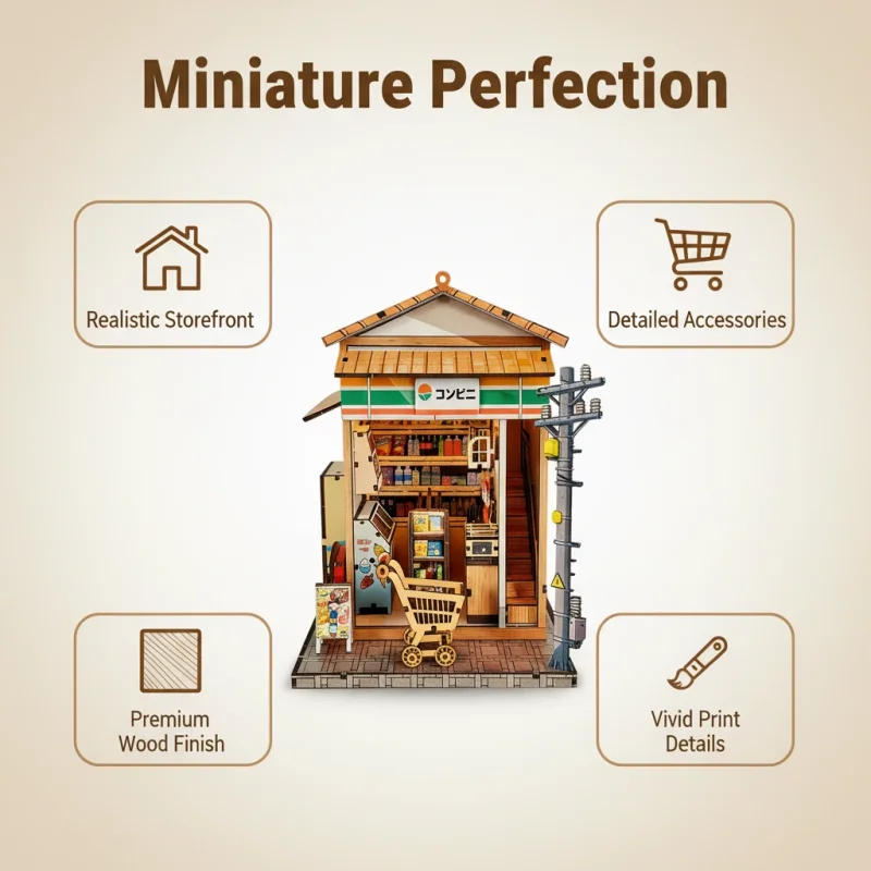 OUZEY Casa de quebra-cabeça 3D DIY estilo japonês - Kit de construção de modelo criativo Sakura & Wisteria Alley, decoração de estante para adolescentes