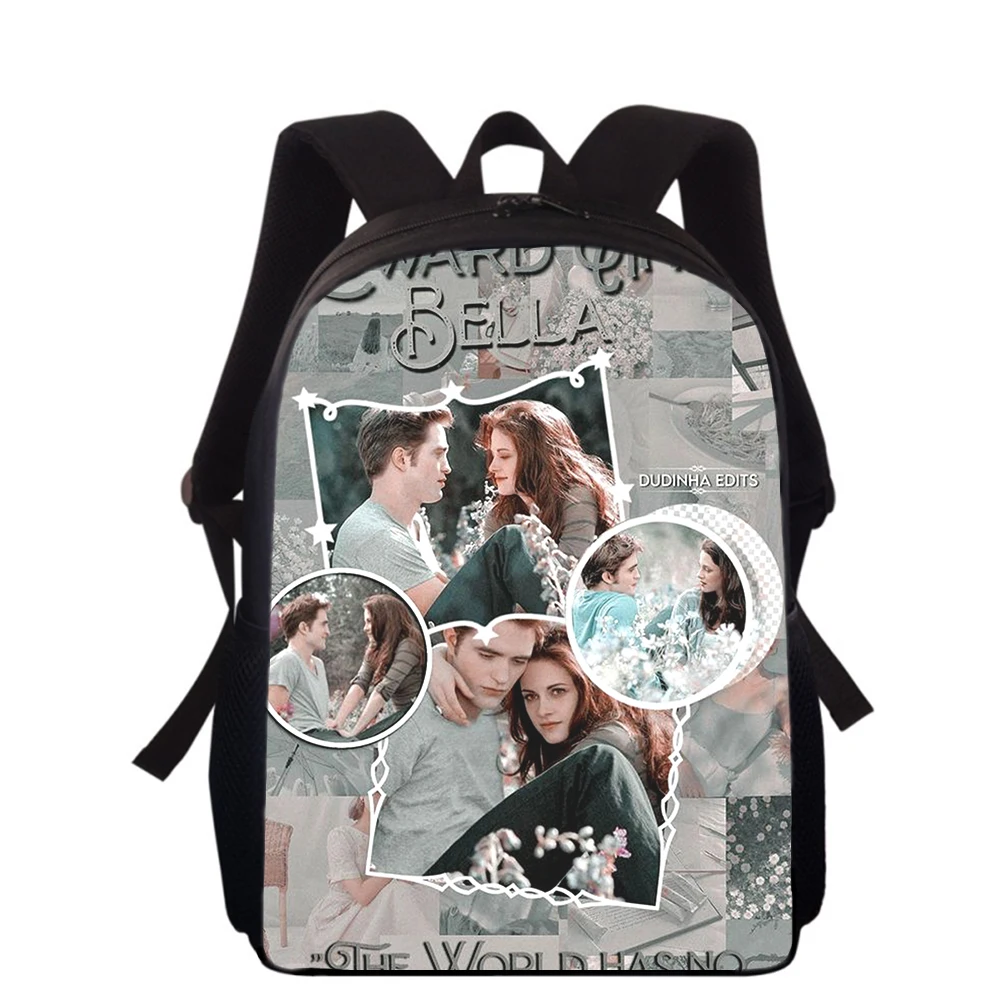 Mochila 3D Print para crianças, sacos de livros escolares para meninos e meninas, The twilight Saga, vampiro, sacos escolares primários, estudantes, 16"