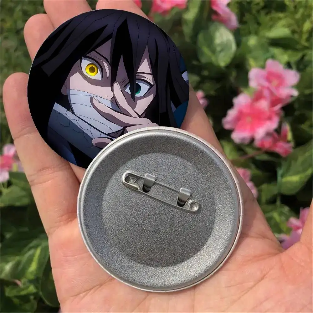 Anime Cool Obanai Iguro Cartoon Badges 25 32 44 58 75 Mm Round Cosplay Pin Bag Decor Fans Collect Friends Gifts Brooch Souvenir