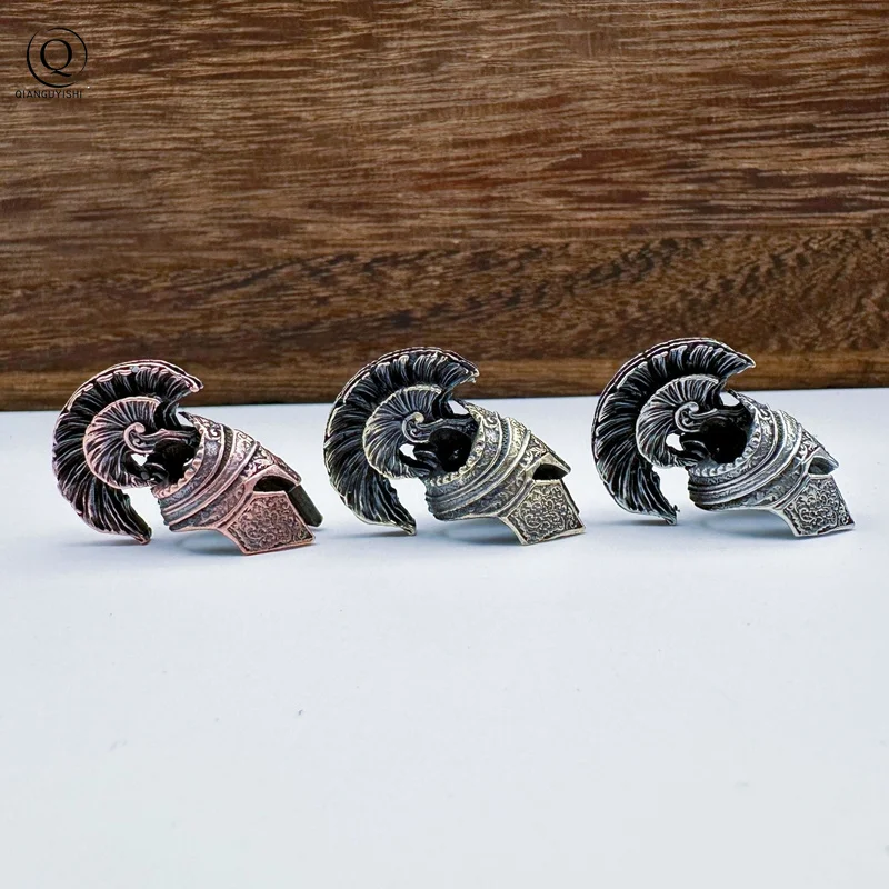 Roman Warrior Helmet Brass Knife Beads EDC DIY Paracord Woven Bracelets Lanyard Pendants Accessories Outdoor Tool Hangings Charm