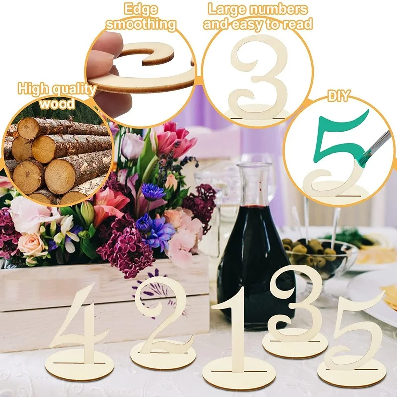 1-20 Numbers Wood Signs Wedding Table Number Wooden Table Numbers Rustic Wedding Engagement Seat Numbers Sign with Base