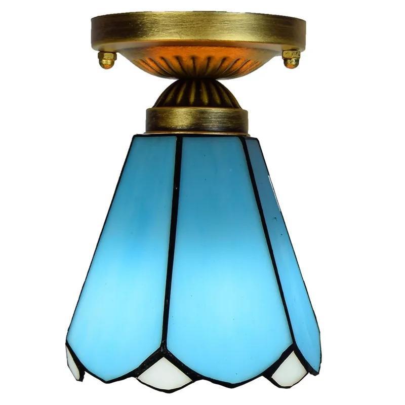 Tiffany style 6 inch LED Mediterranean blue glass ceiling light living room bedroom light home decoration ceiling light