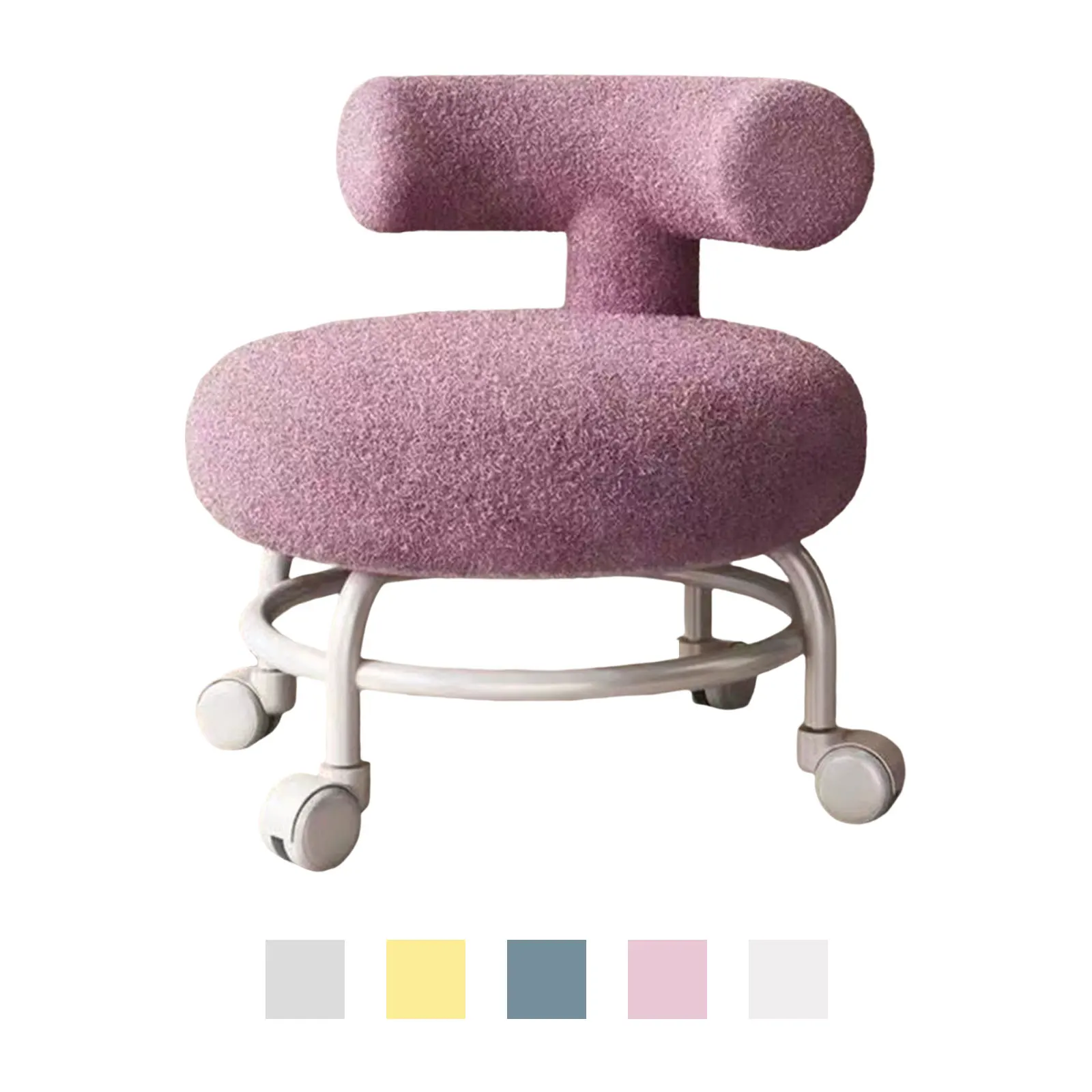 Rolling Stool com encosto, Stepstool, Heavy Duty, estável, baixo, redondo, rodas para porta, sala de jogos, resistente, cabeceira