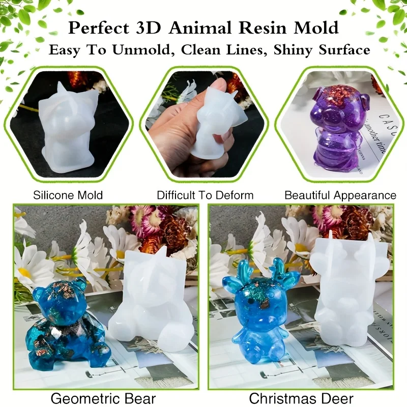 19pcs Resin-Made Mold Set, Suitable for Resin Making, Desktop Ornaments, Earrings, Jewelry Pendants, Making, Holiday Souvenirs, The Best Gift view 2