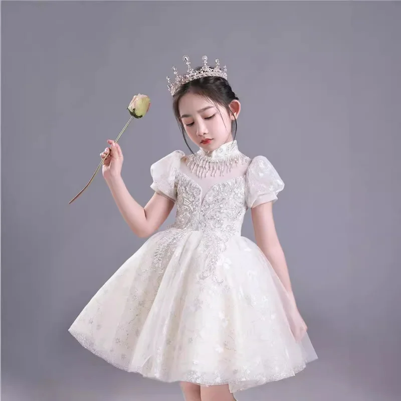 Children's Formal Princess Flower Wedding Little Girl Puffy High-end Girls Host Piano Performance Dress S