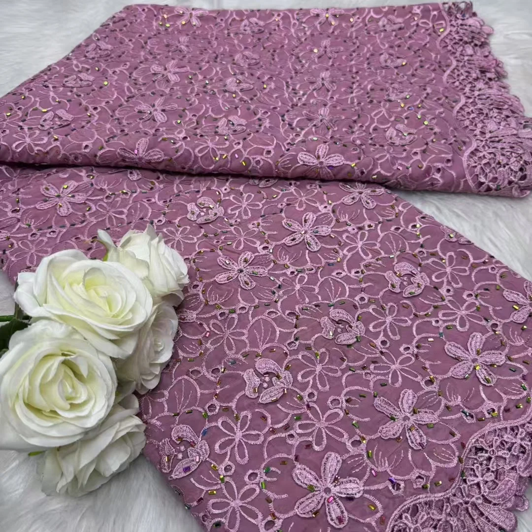African Chiffon Lace Fabric 2026 High Quality Lace Material French Rose Red Lace Fabrics For Women Wedding