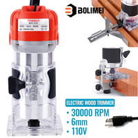 BOLIMEI 110V 800W Palm Router Electric Hand Trimmer Wood Router Collets Woodworking Tool Laminate Trimmer 30000RPM