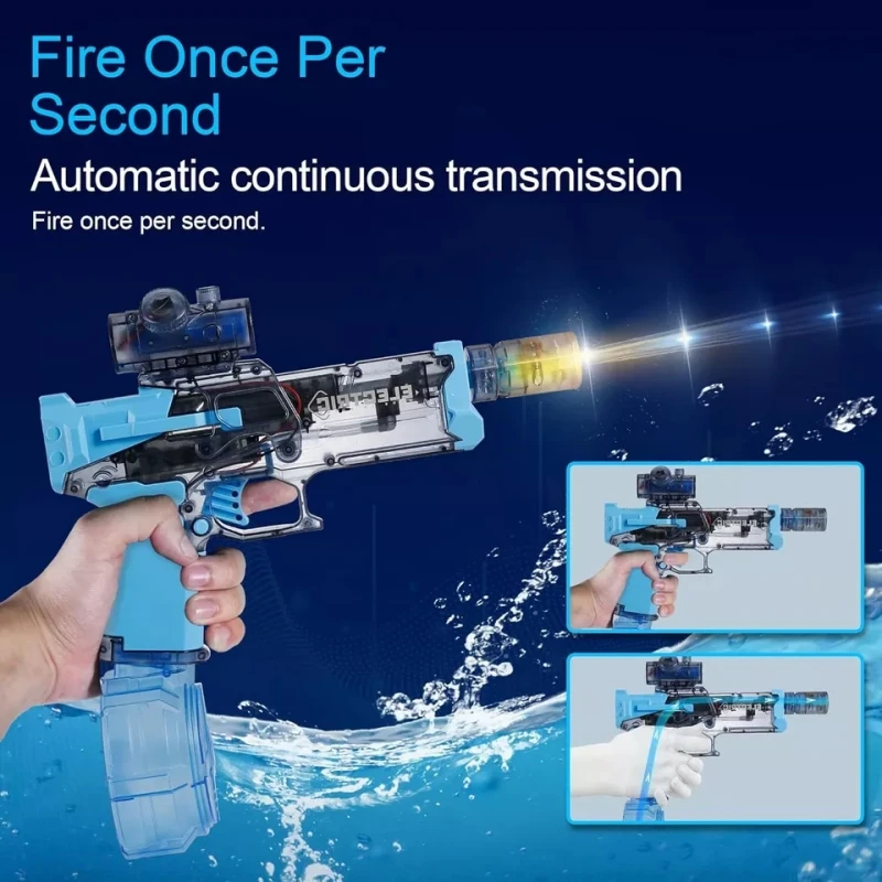Flame Continuous Firing Electric Water Gun Toys Transparent High-pressure Bursts Strong Automatic Water Spray Guns Children Gift